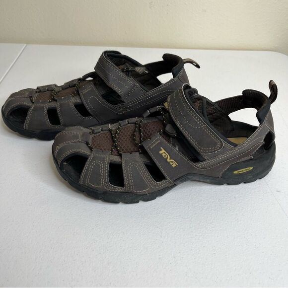 Teva Forebay Fisherman Hiking Sandal Brown Leather Men Size 9 Slip On Sport Shoe main image 11